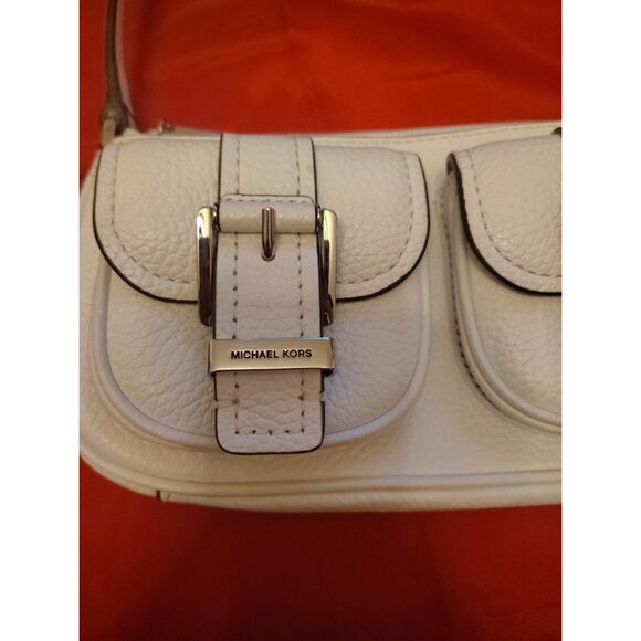 MICHAEL Michael Kors Zoe Small Convertible Pouchette White Leather Shoulder Bag - Picture 4 of 8